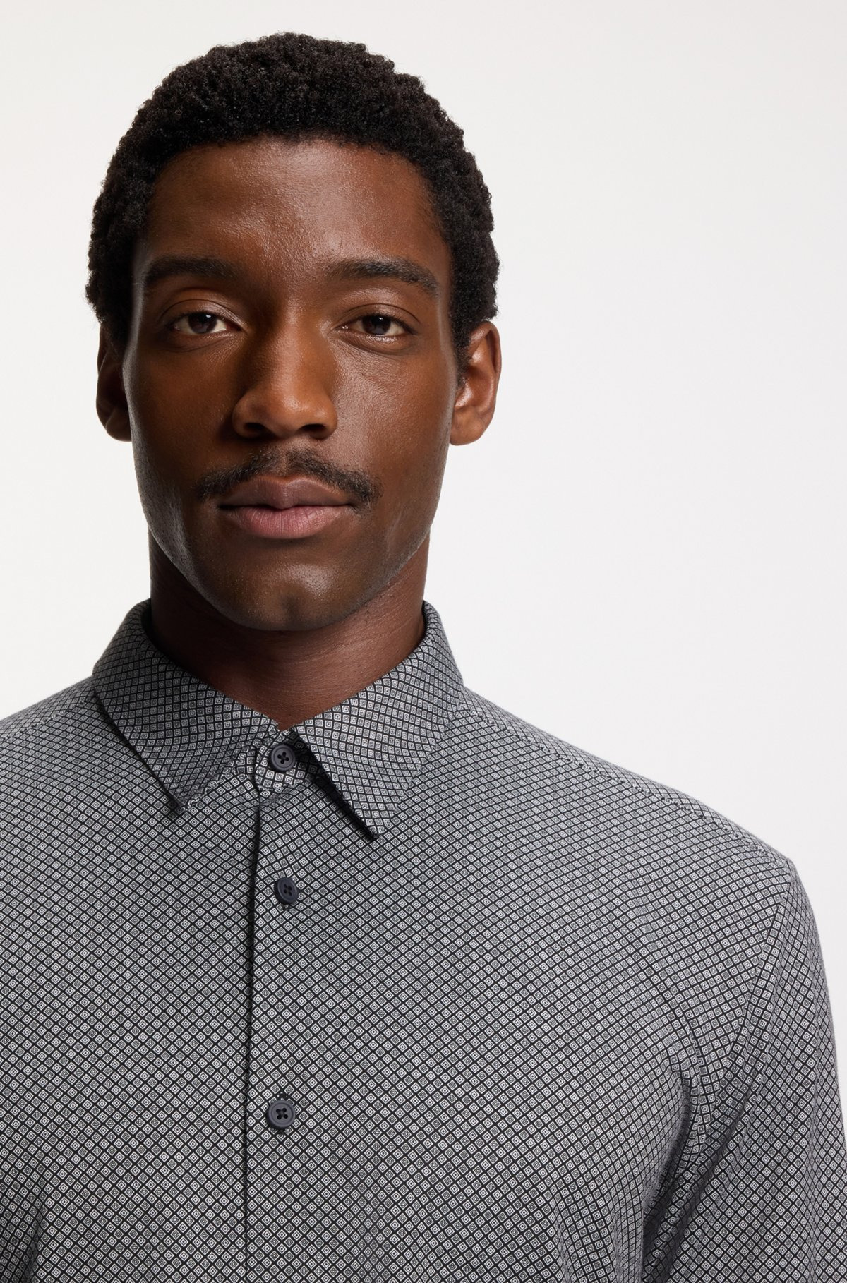 SLIM-FIT SHIRT IN PRINTED FLEX-WEAVE FABRIC - 3