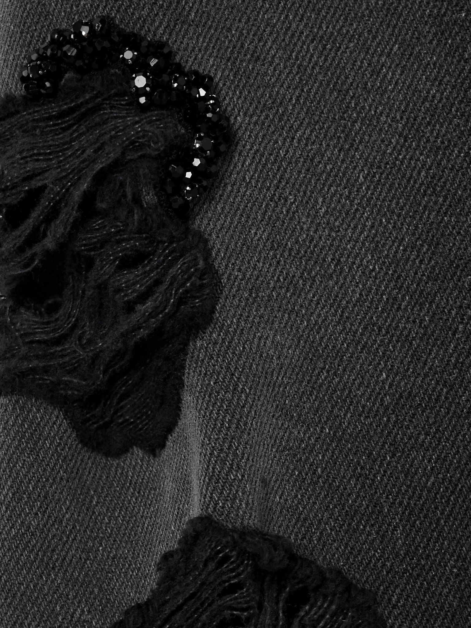 Distressed embellished denim mini dress Black - 5