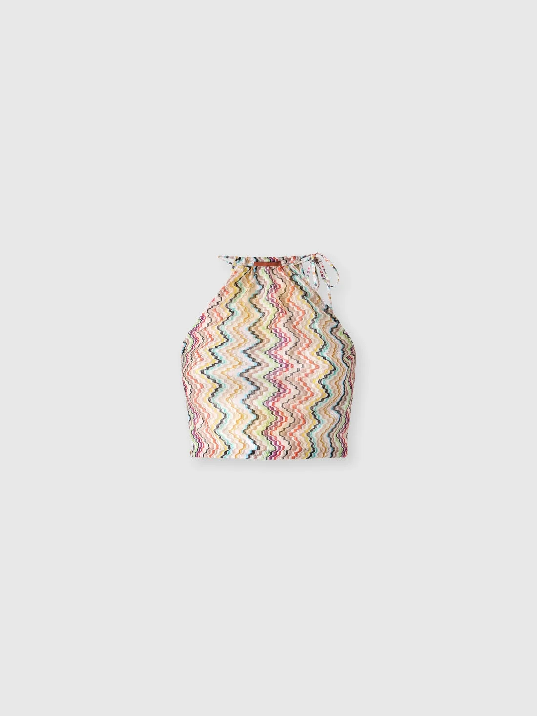 Top with halterneck neckline and irregular zig zag motif - 1