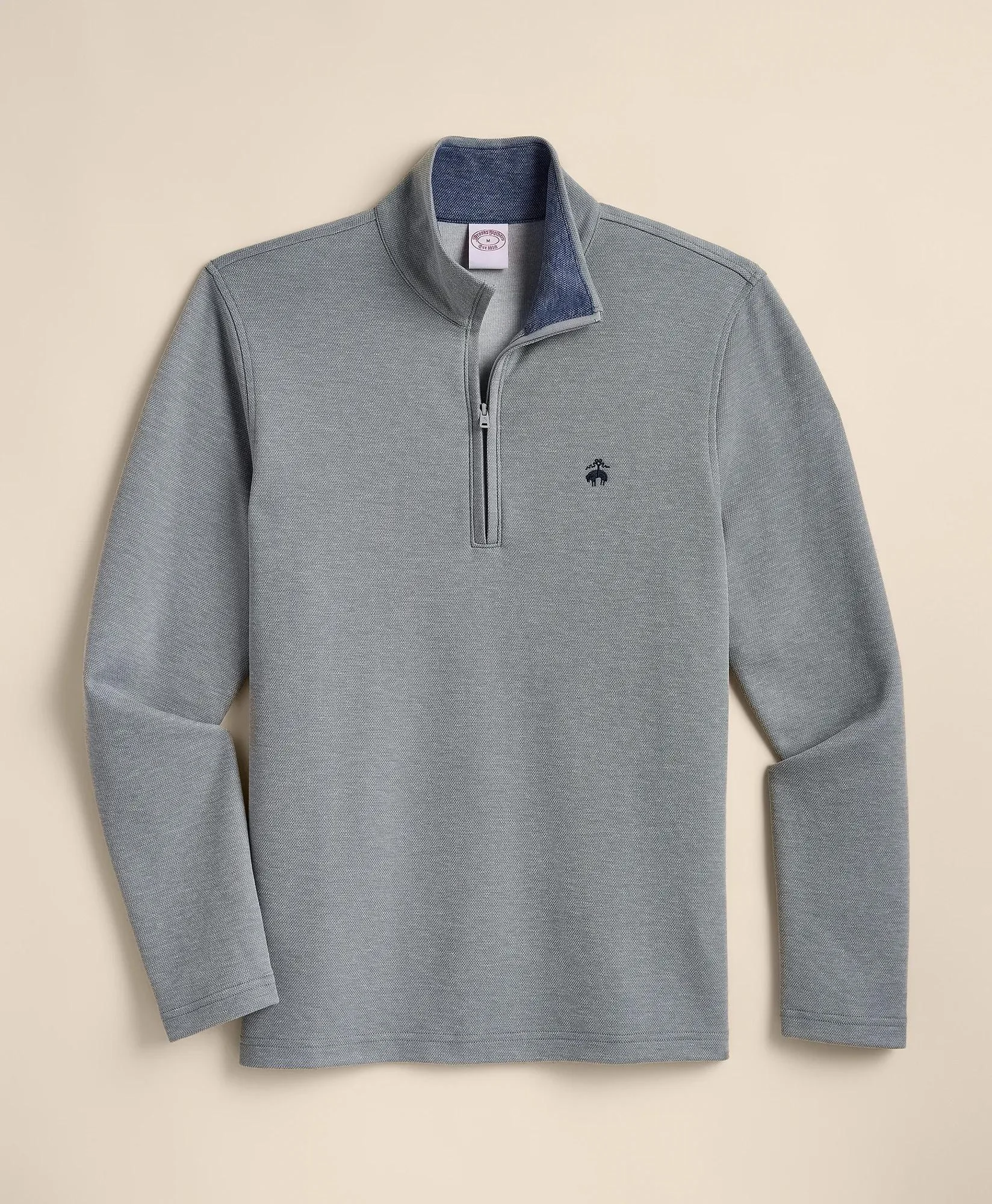 Cotton Blend Pique Quarter-Zip - 1