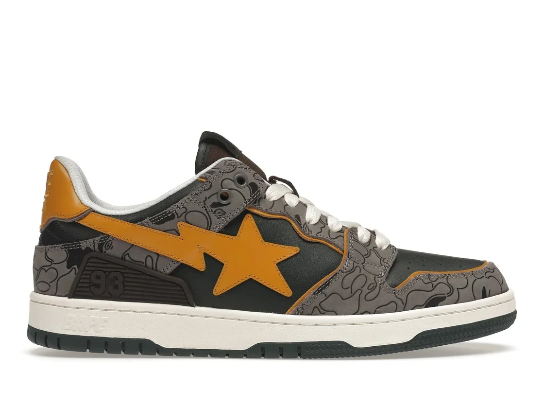 A Bathing Ape Bape SK8 Sta Grey Mustard Yellow - 1