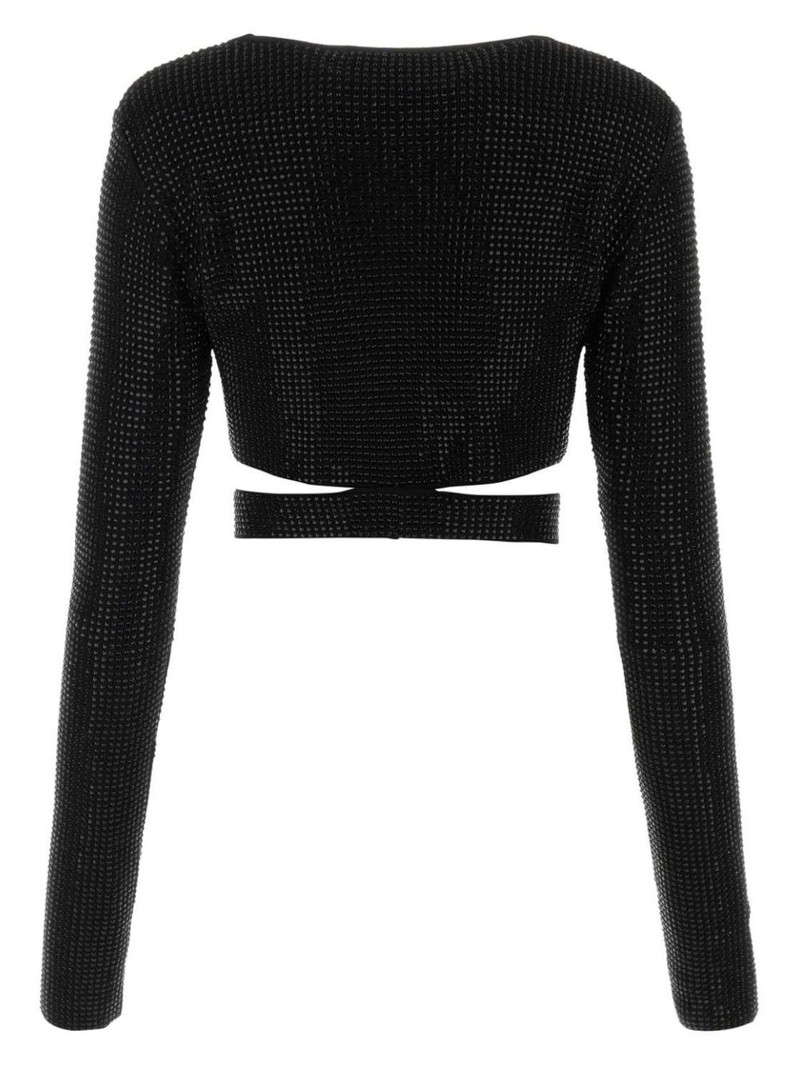 ANDREĀDAMO embellished cut-out crop top outlook