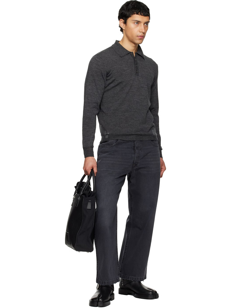 Maison Margiela Gray Patchwork Knit Polo outlook