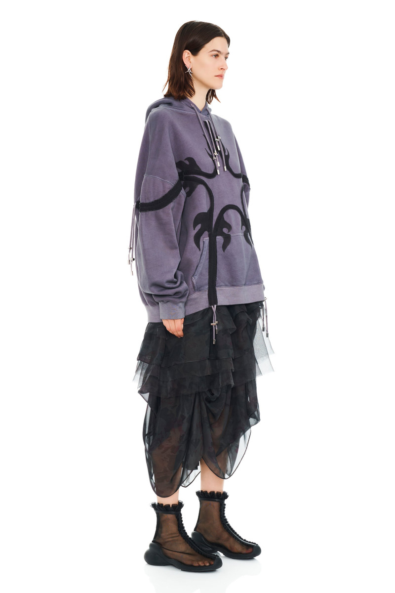 Collina Strada CHARCOAL FLAMES STAR HOODIE outlook