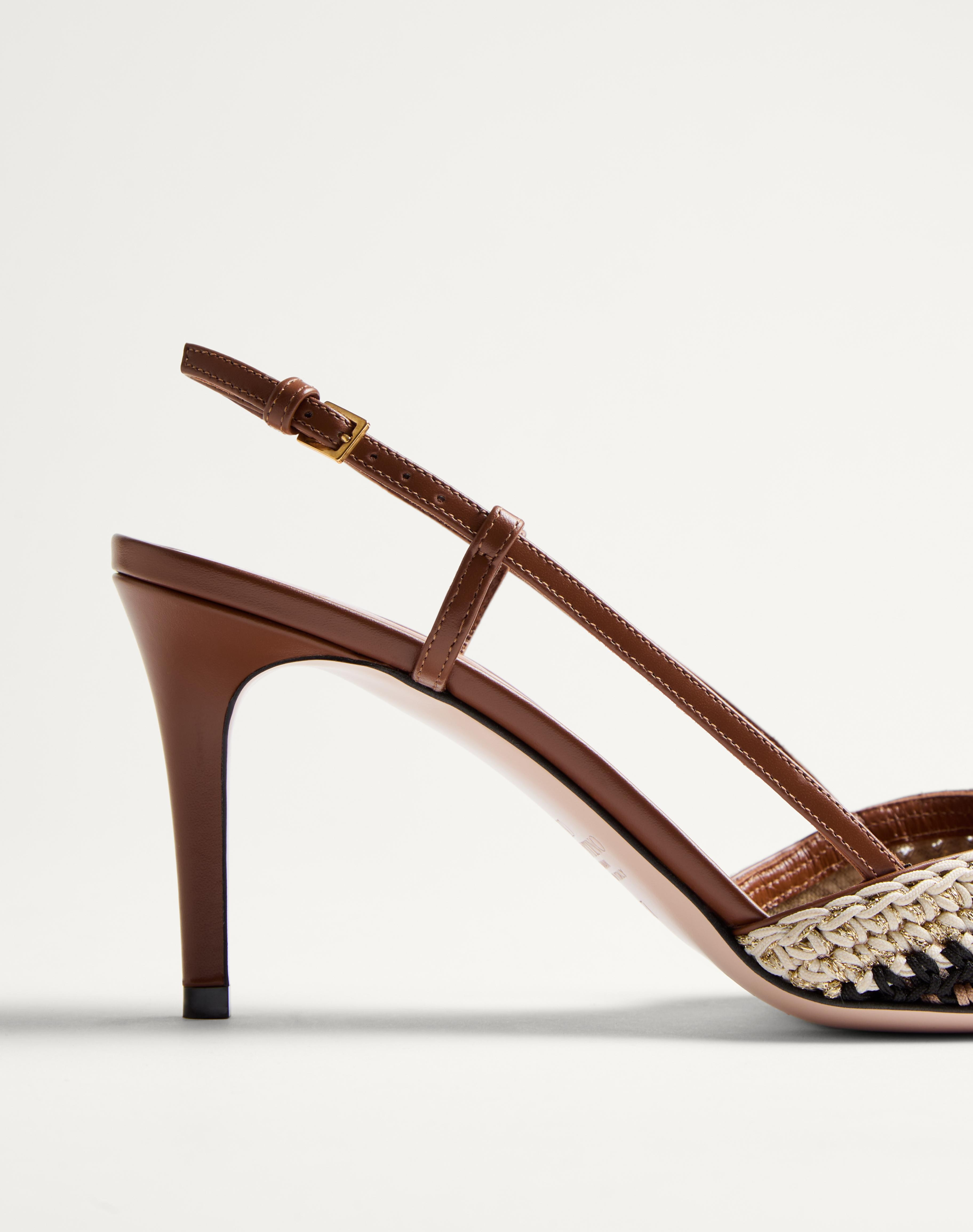 VLOGO SIGNATURE SLINGBACK PUMP WITH CROCHET EMBROIDERY 80MM - 7