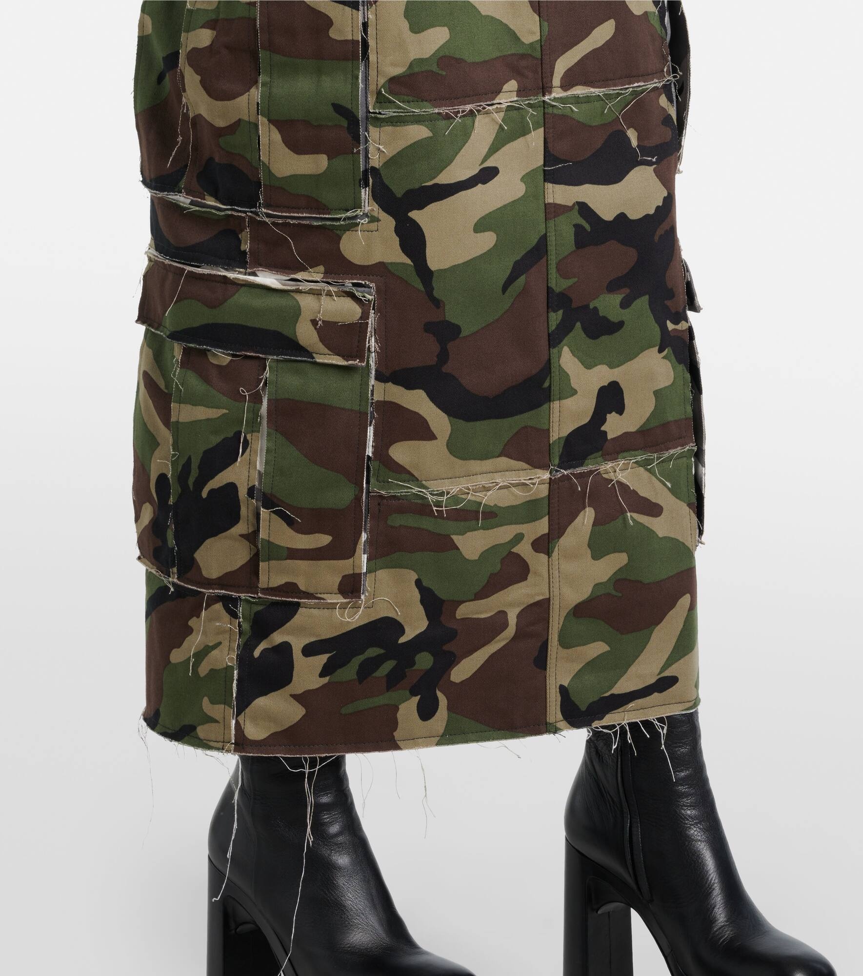 Camouflage cotton cargo midi skirt - 5
