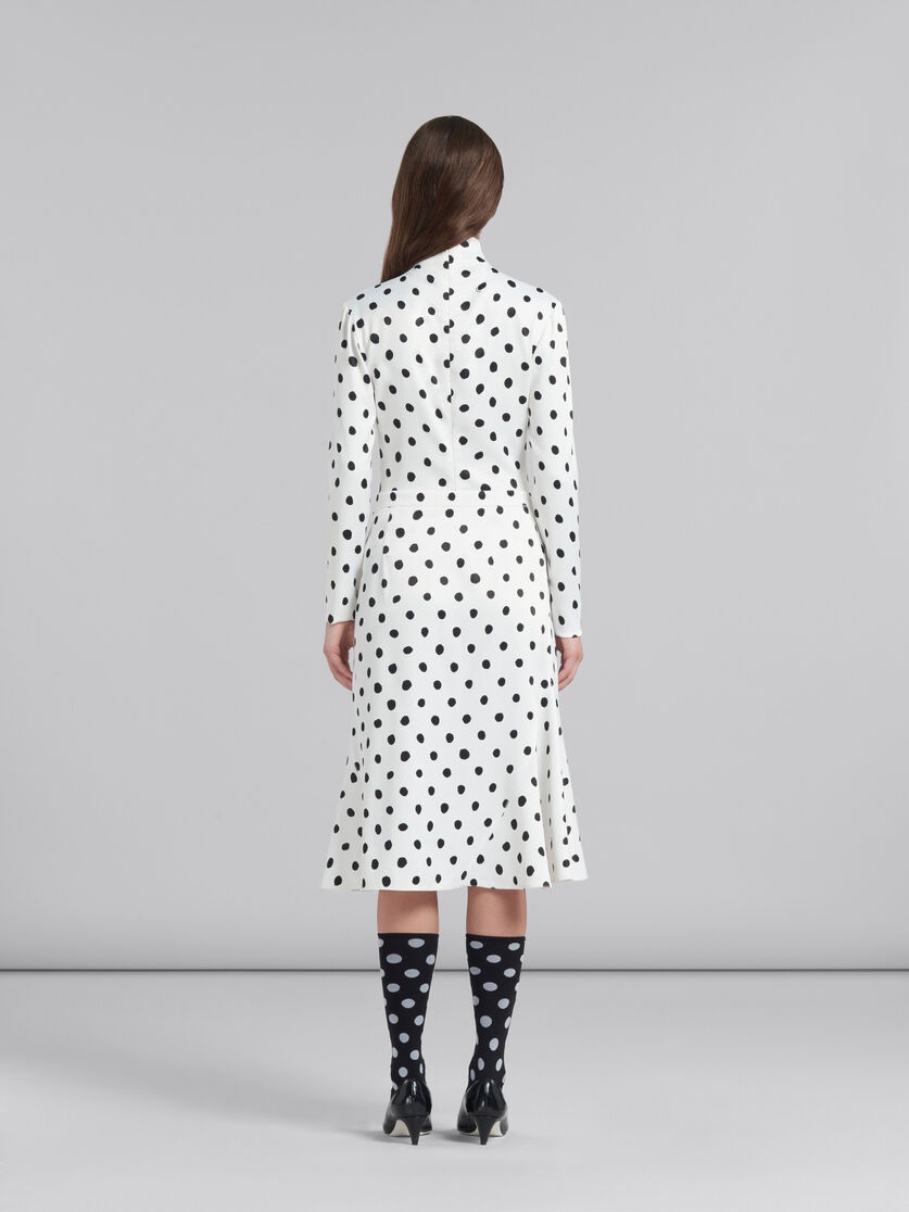 WHITE FLARED SATIN SKIRT WITH POLKA DOTS - 3