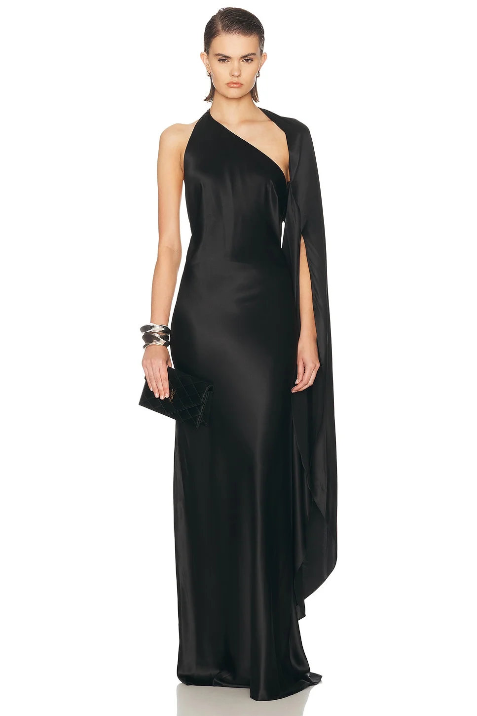 Drape Sleeve One Shoulder Gown - 1