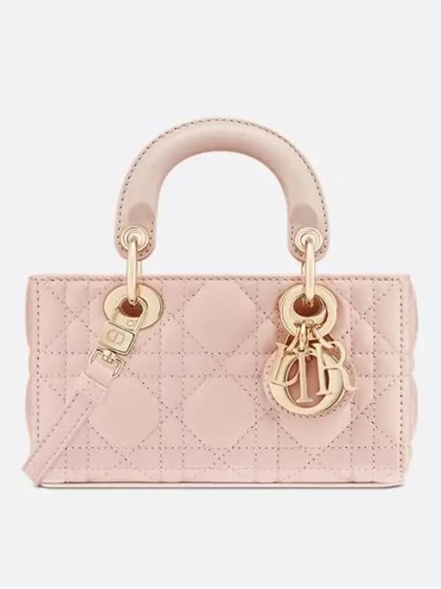 Lady D Joy Cannage Lambskin Micro Tote Bag Powder Pink - 2