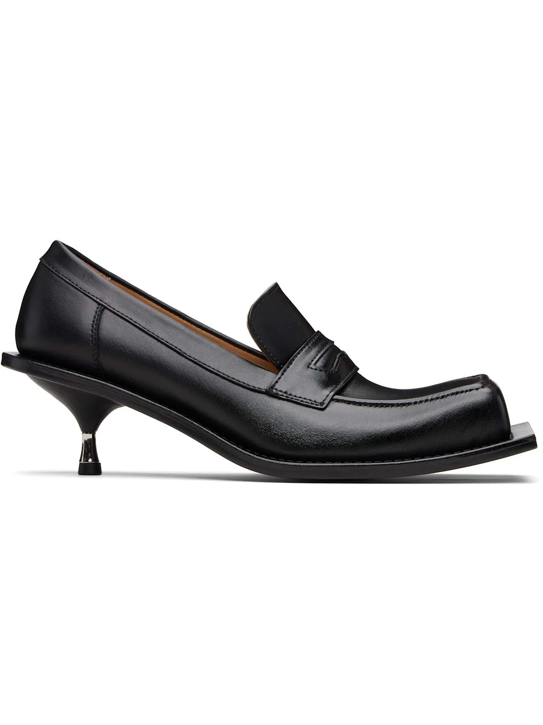 Black Barry Kitten Loafer Heels - 1