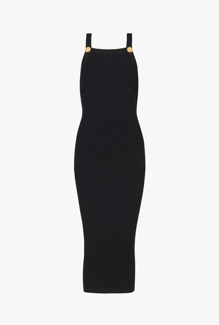 Mid-length black eco-designed knit dress - 1