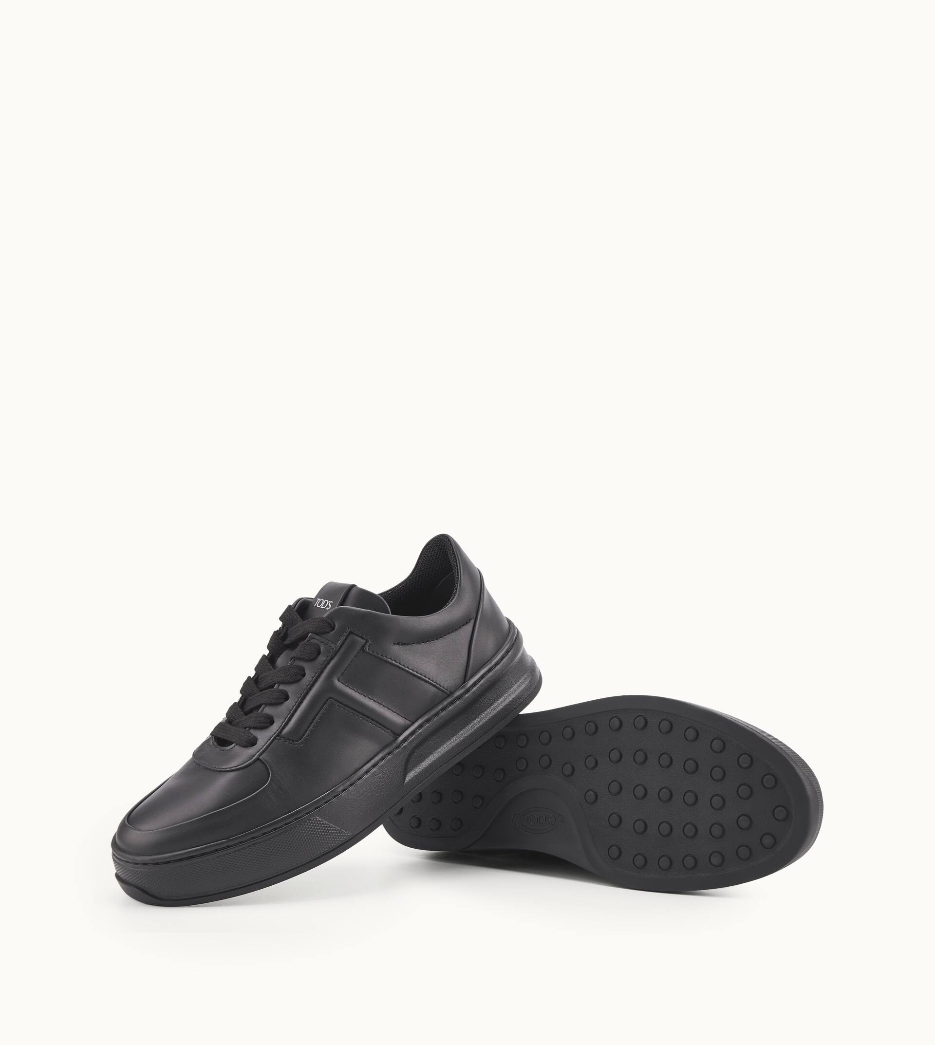 SNEAKERS IN LEATHER - BLACK - 5