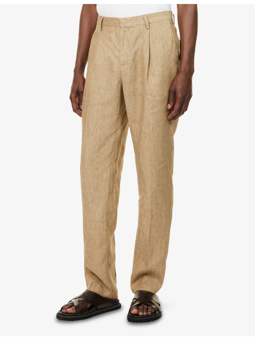 Pleated Tailored Linen Trousers - 3
