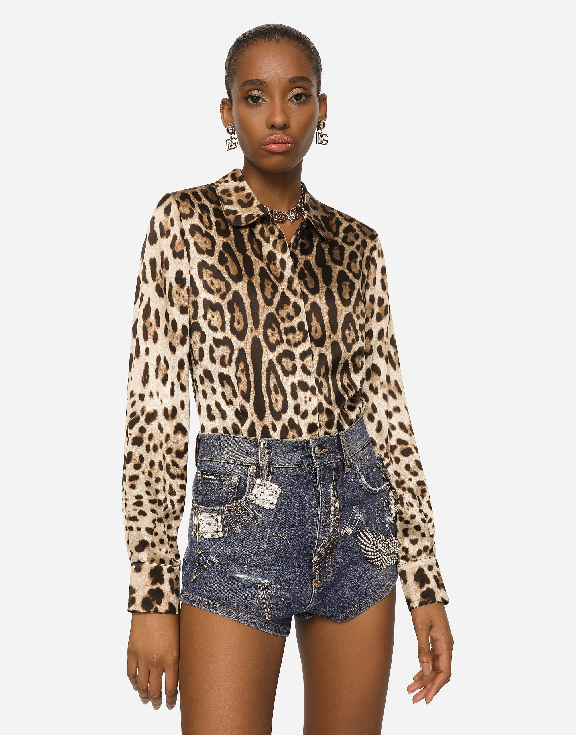 Leopard-print satin shirt - 4