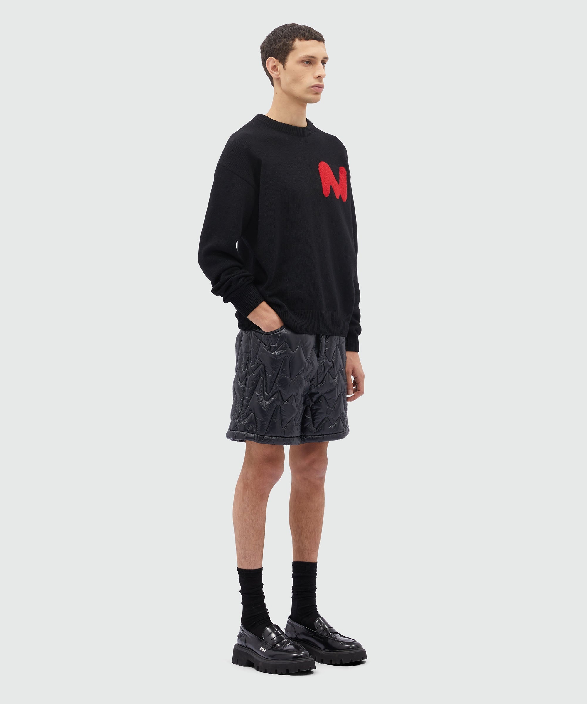 Blended wool shirt with jacquard  "TheMwave" - 4