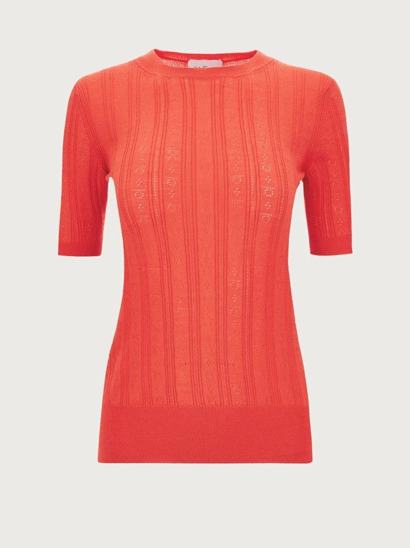 SHORT SLEEVED KNITTED TOP - 1