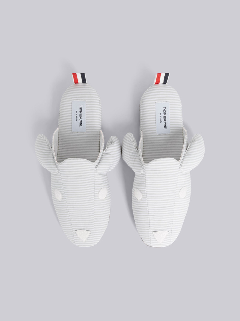 Medium Grey University Stripe Poplin Hector Slipper 4