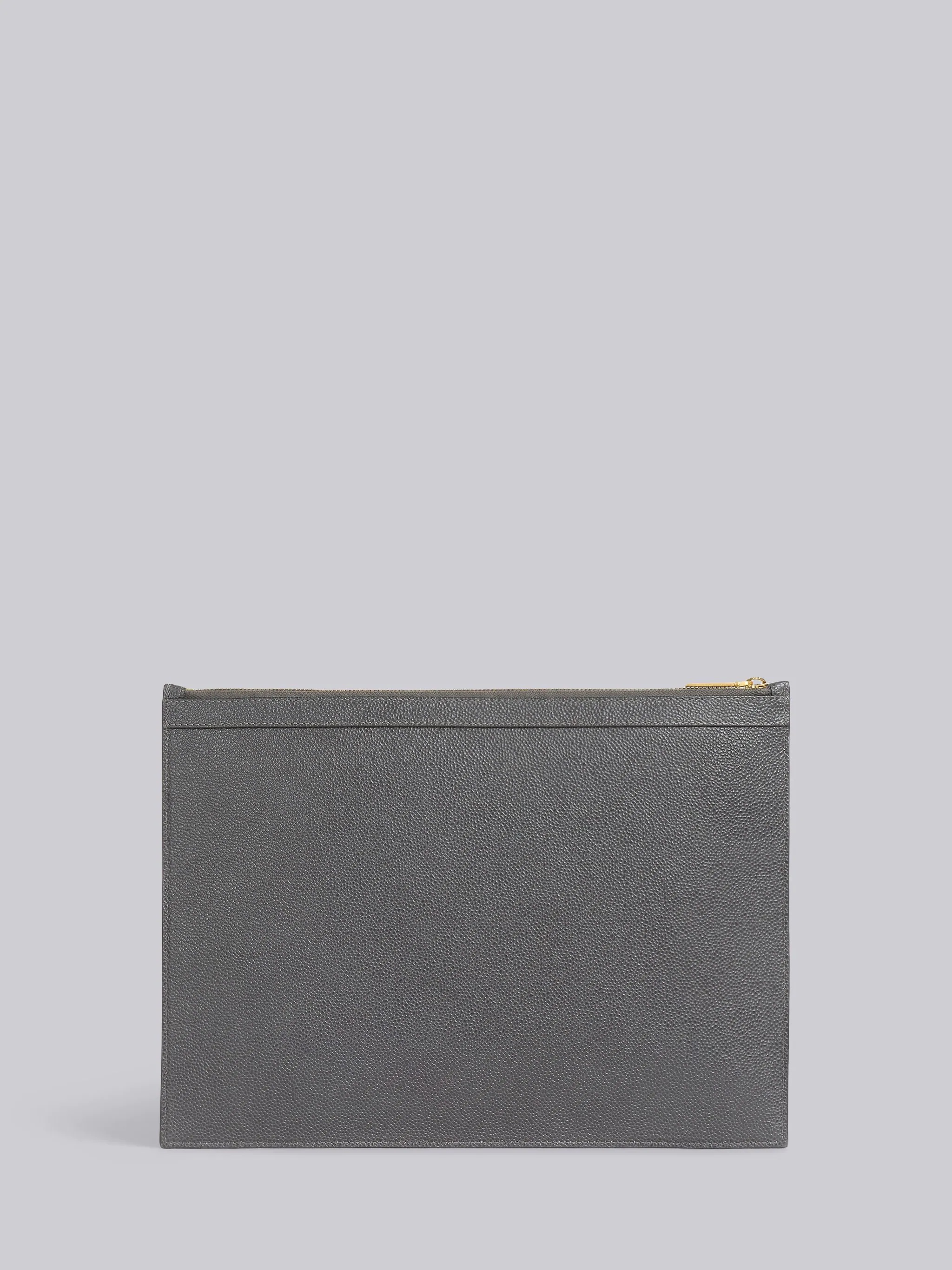 Dark Grey Pebble Grain Leather Paper Label Medium Document Holder - 3