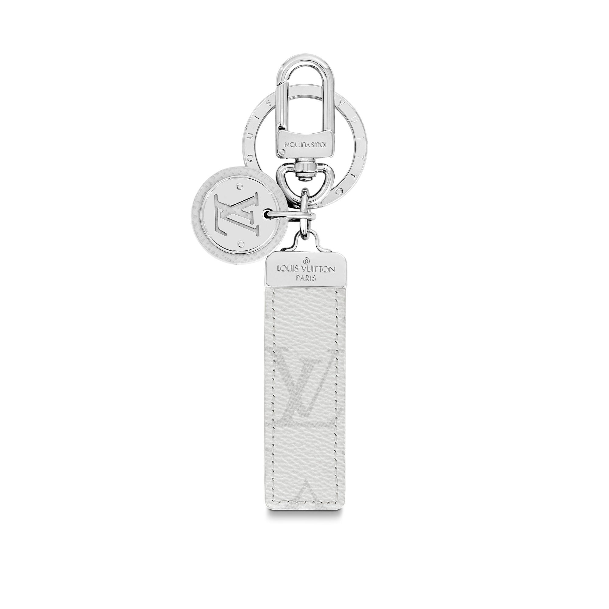 Louis Vuitton Black Taiga Leather Silver Logo Keychain Bag Charm