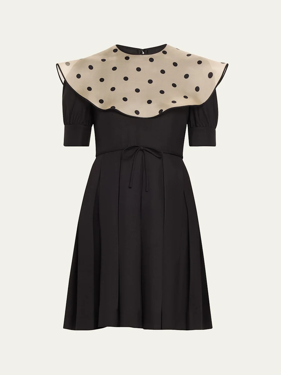 Sheer Polka Dot Neckline Mini Dress - 1