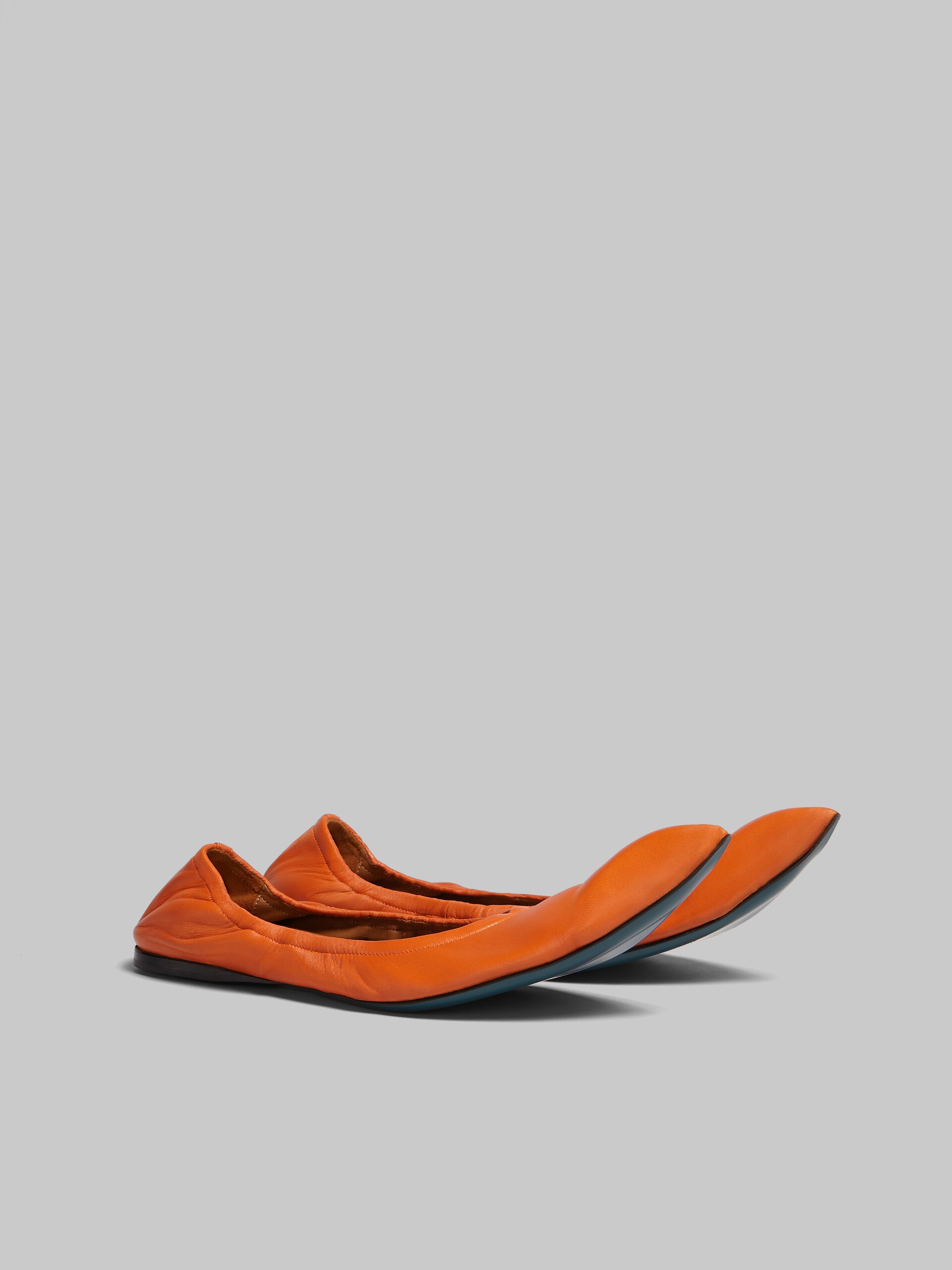 ORANGE NAPPA POINTED-TOE BALLET FLATS - 2