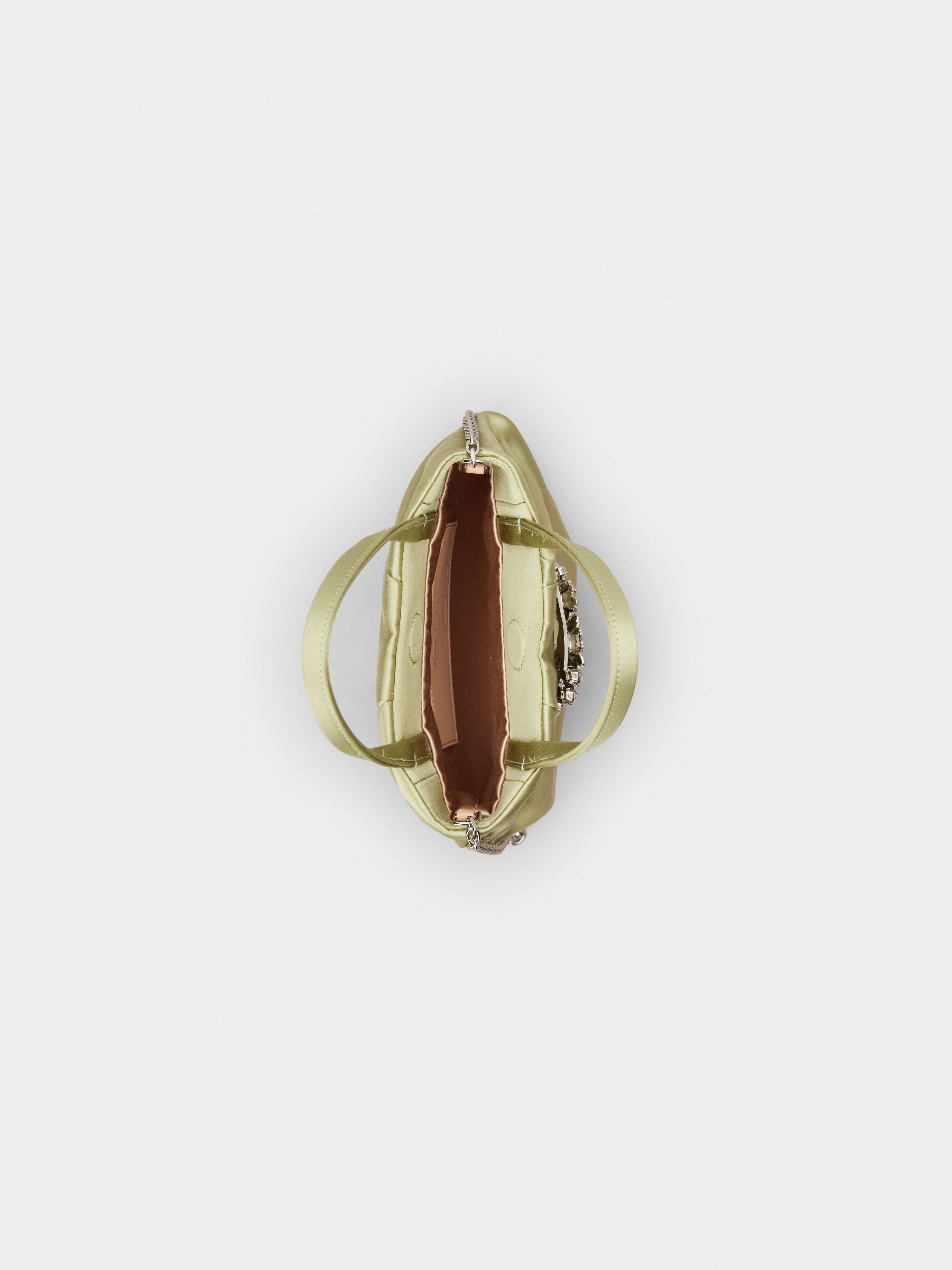 Drapé Pocket Bouquet Strass Buckle Micro Bag in Satin - 6