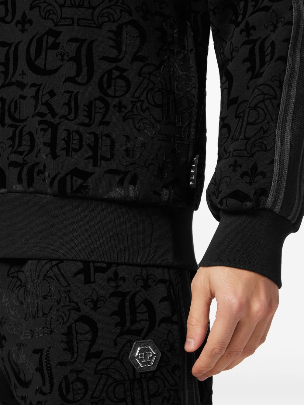 gothic-print side-stripe sport jacket - 6