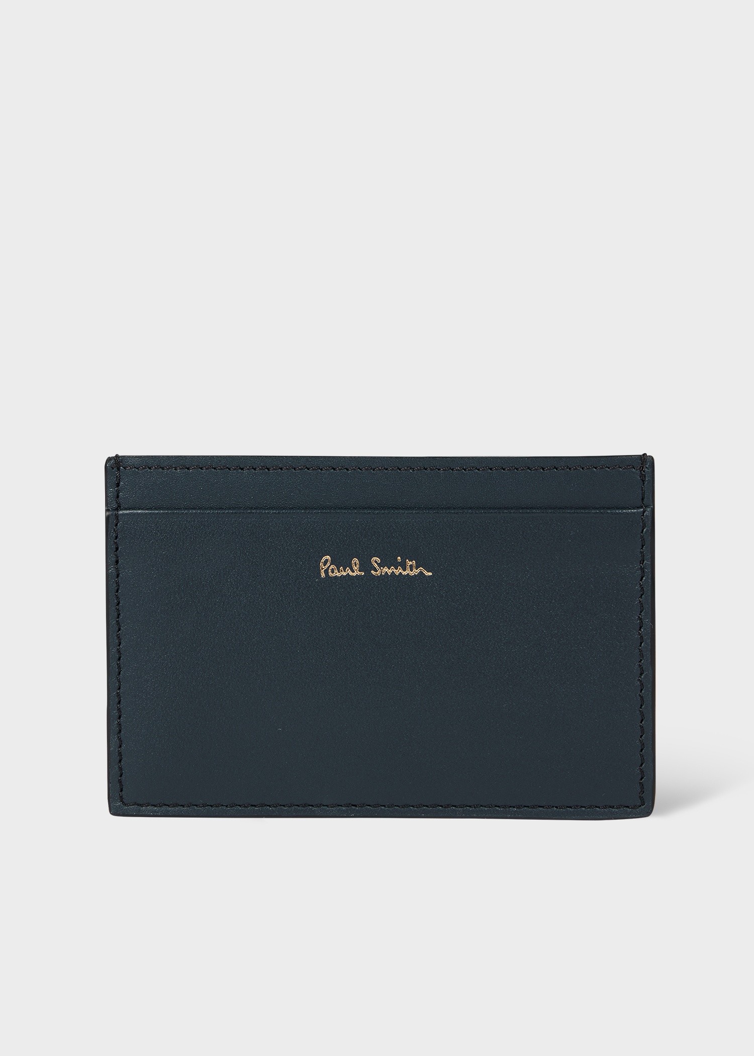Dark Blue 'Signature Stripe' Leather Card Holder - 2