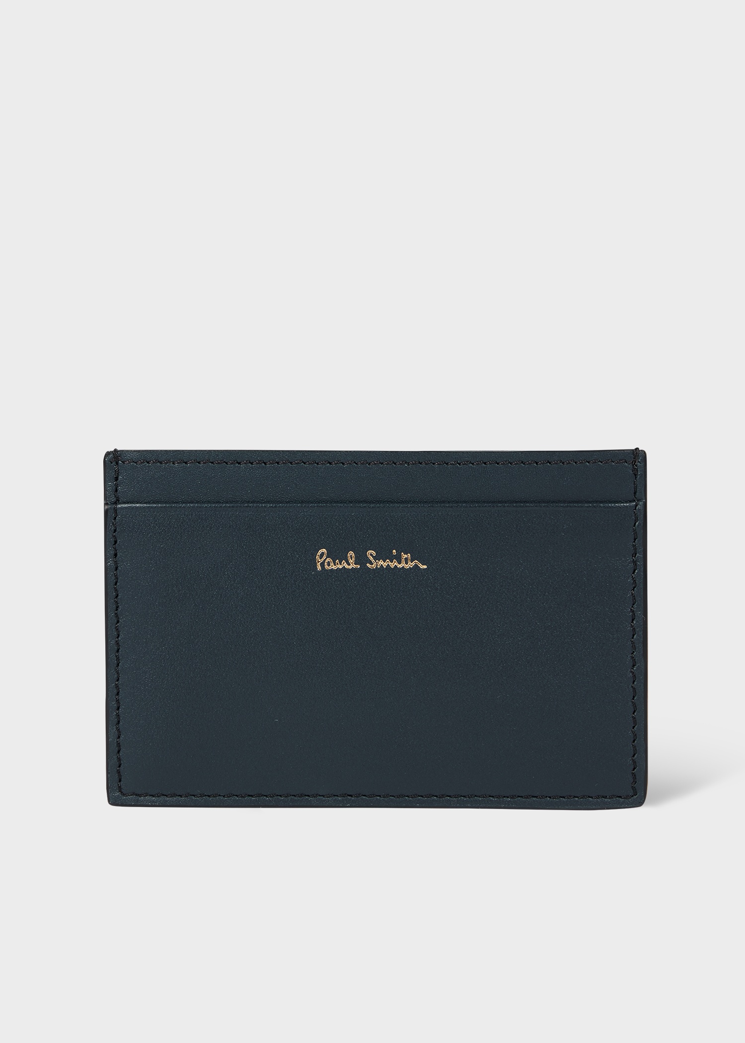 Dark Blue 'Signature Stripe' Leather Card Holder - 2