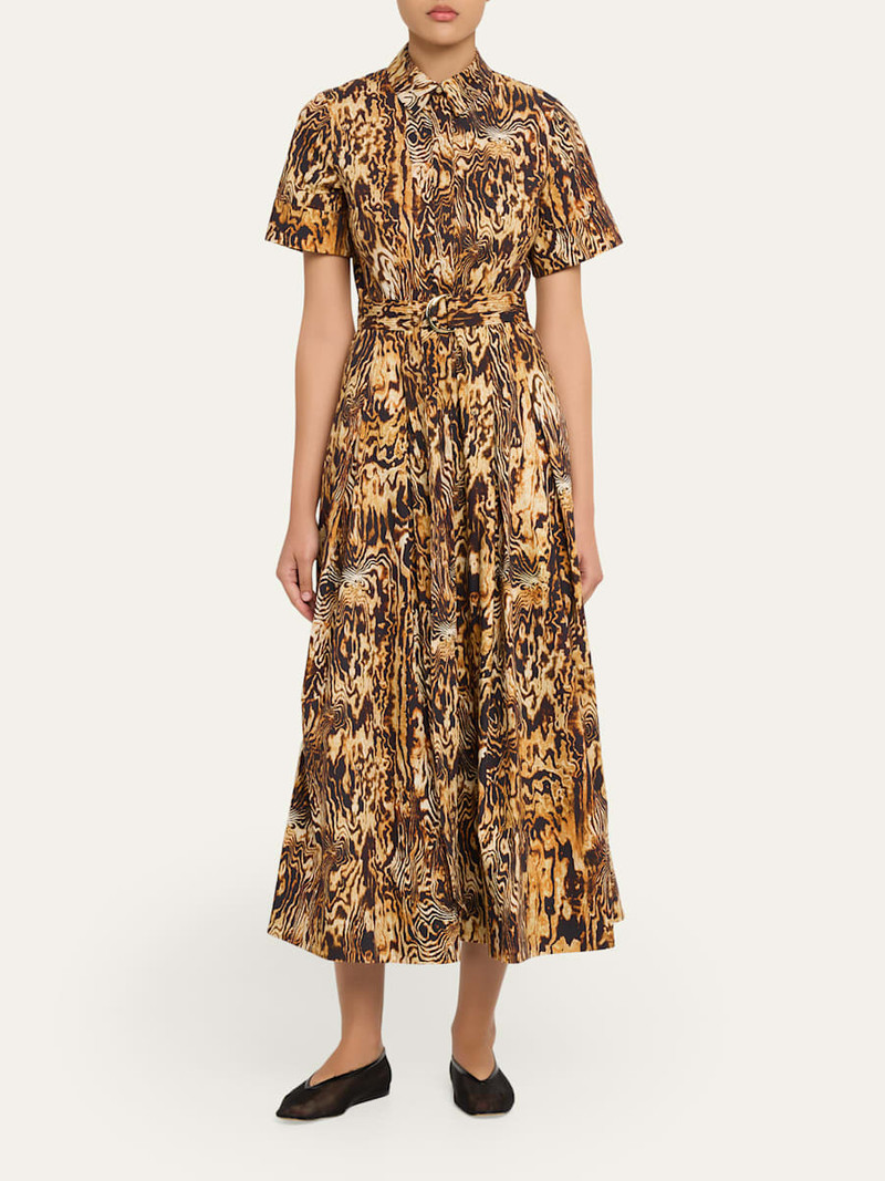 ADAM LIPPES Leighton Animal-Print Belted Midi Shirtdress outlook