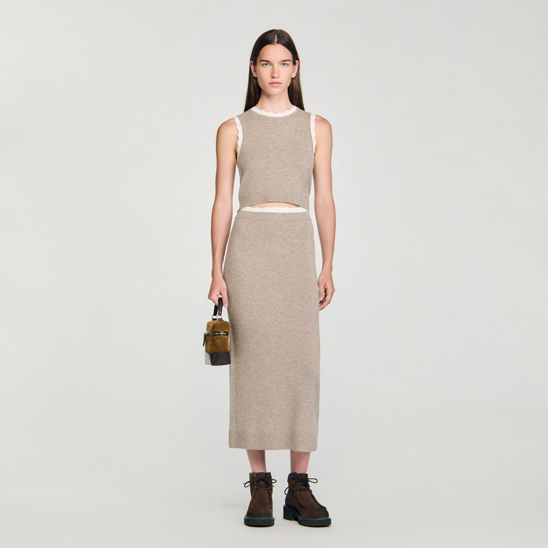 Sandro MAXI TWO-TONE KNIT SKIRT outlook