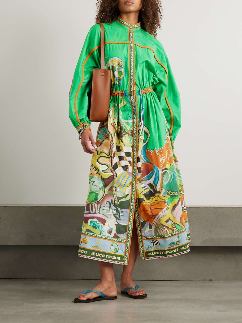 ALÉMAIS Lucky Pace printed organic cotton-poplin midi shirt dress Green outlook