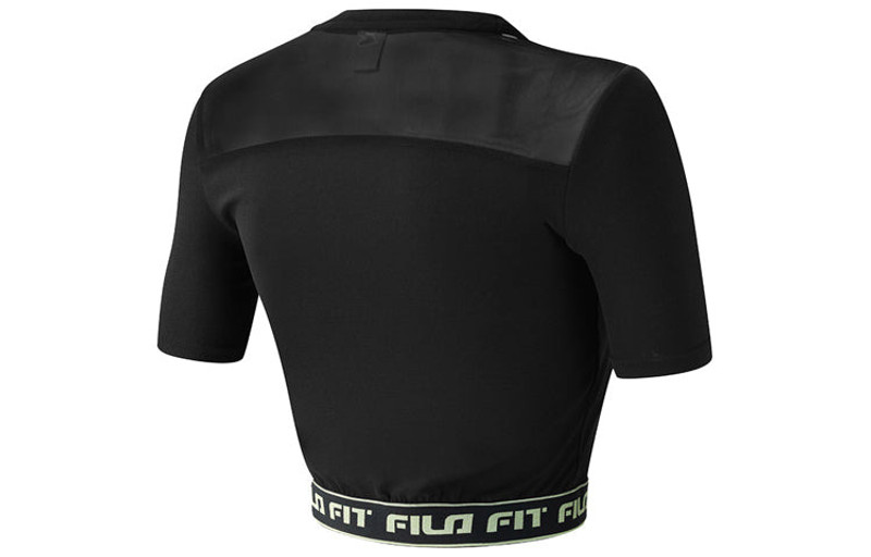 FILA (WMNS) FILA Alphabet Printing Yoga Gym Short Sleeve Top 'Black' A11W121135F-BK outlook