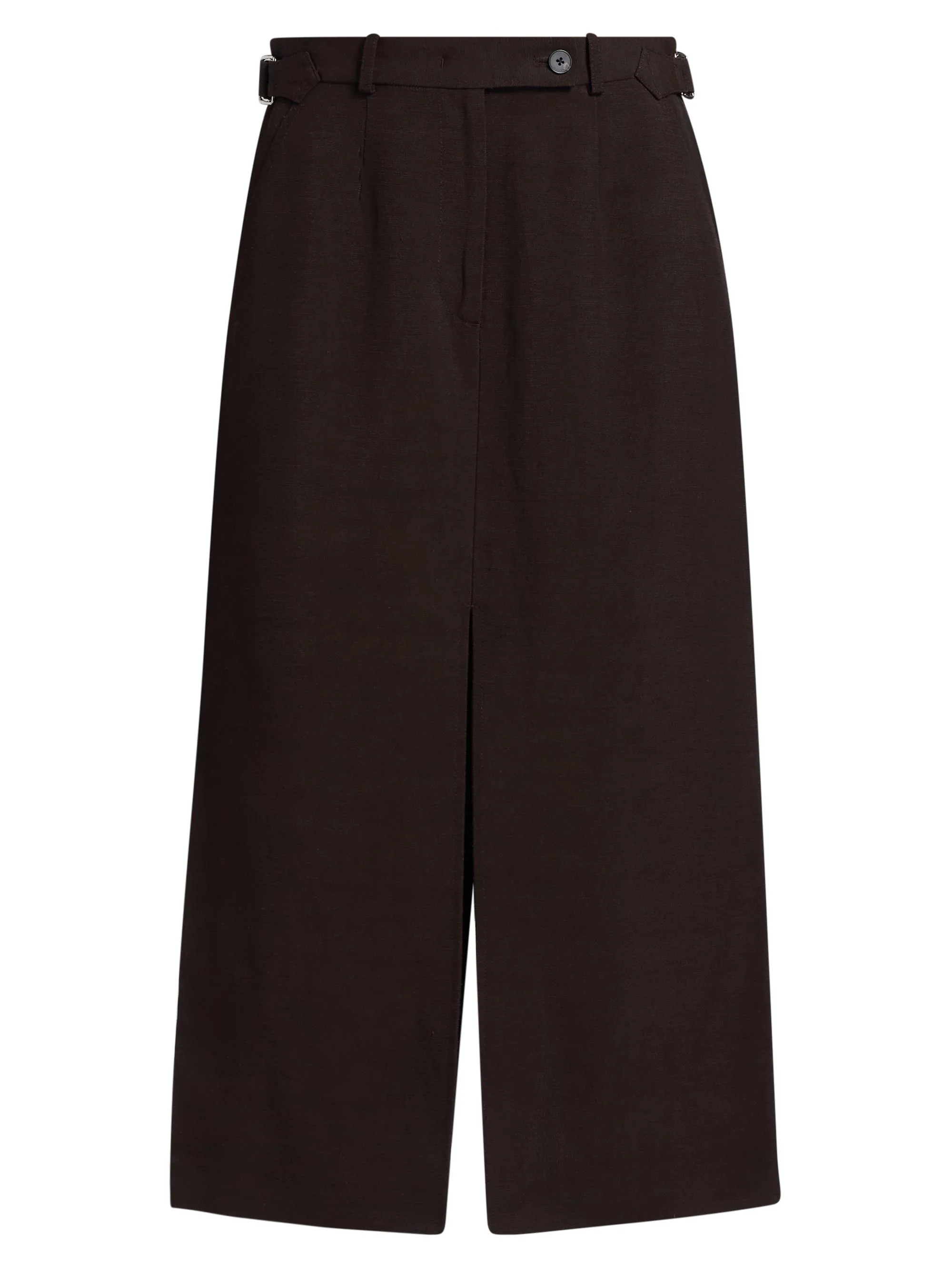 Women's Tailored Linen-Blend Pencil Skirt - Chocolate - 1