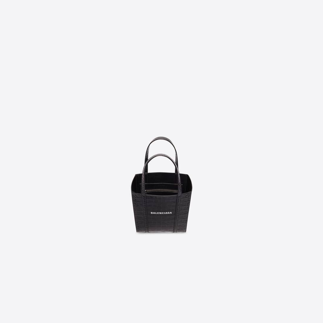 Women's Everyday Xxs Tote Bag In Shiny Crocodile Embossed Calfskin in Black - 5