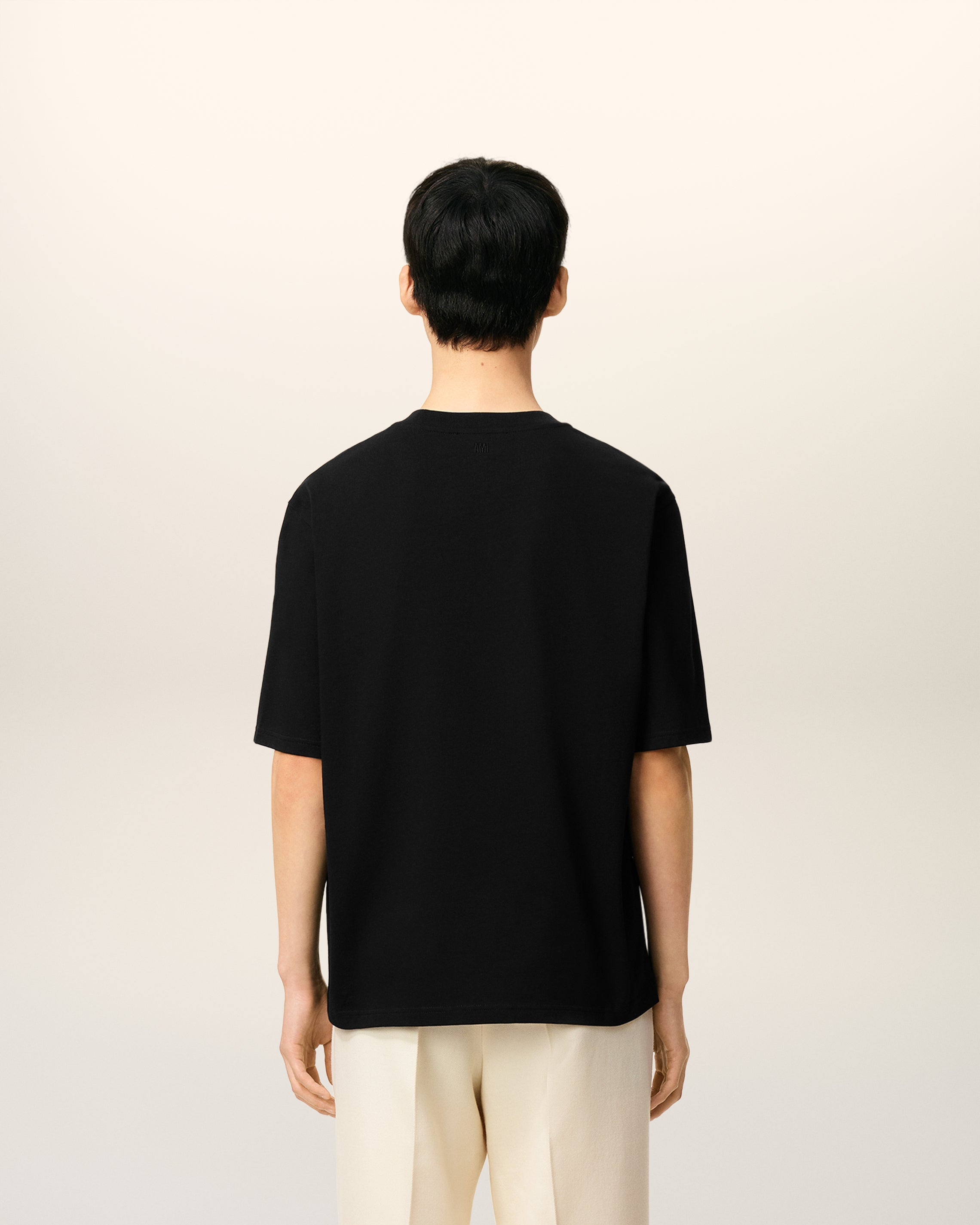 BLACK COTTON AMI DE COEUR T-SHIRT - 5