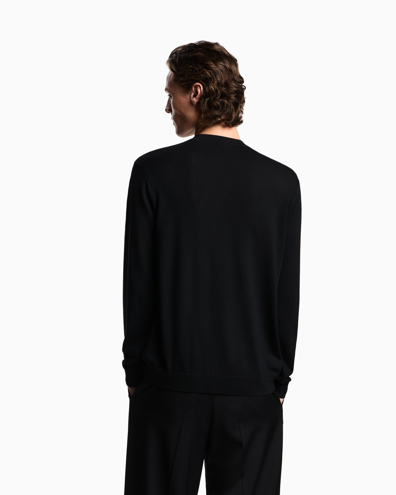 PLAIN-KNIT VIRGIN-WOOL JUMPER WITH EAGLE PATCH - 3