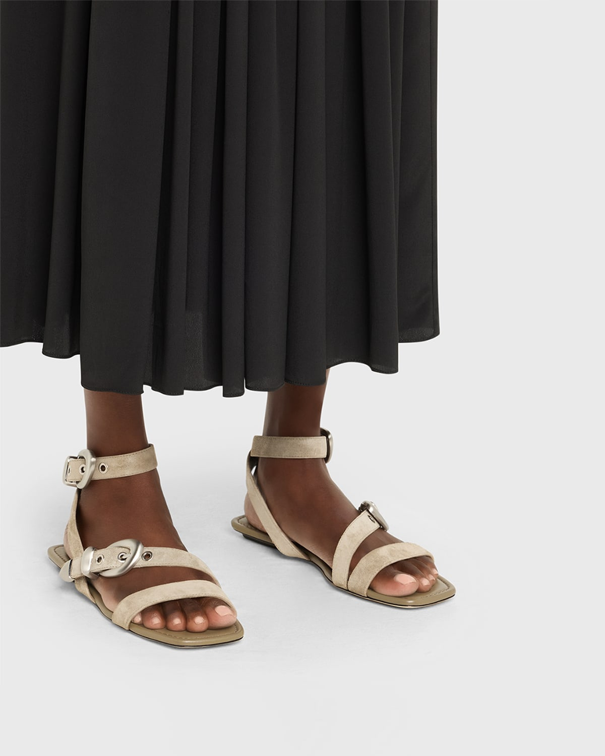 Maven Suede Buckle Flat Sandals - 2