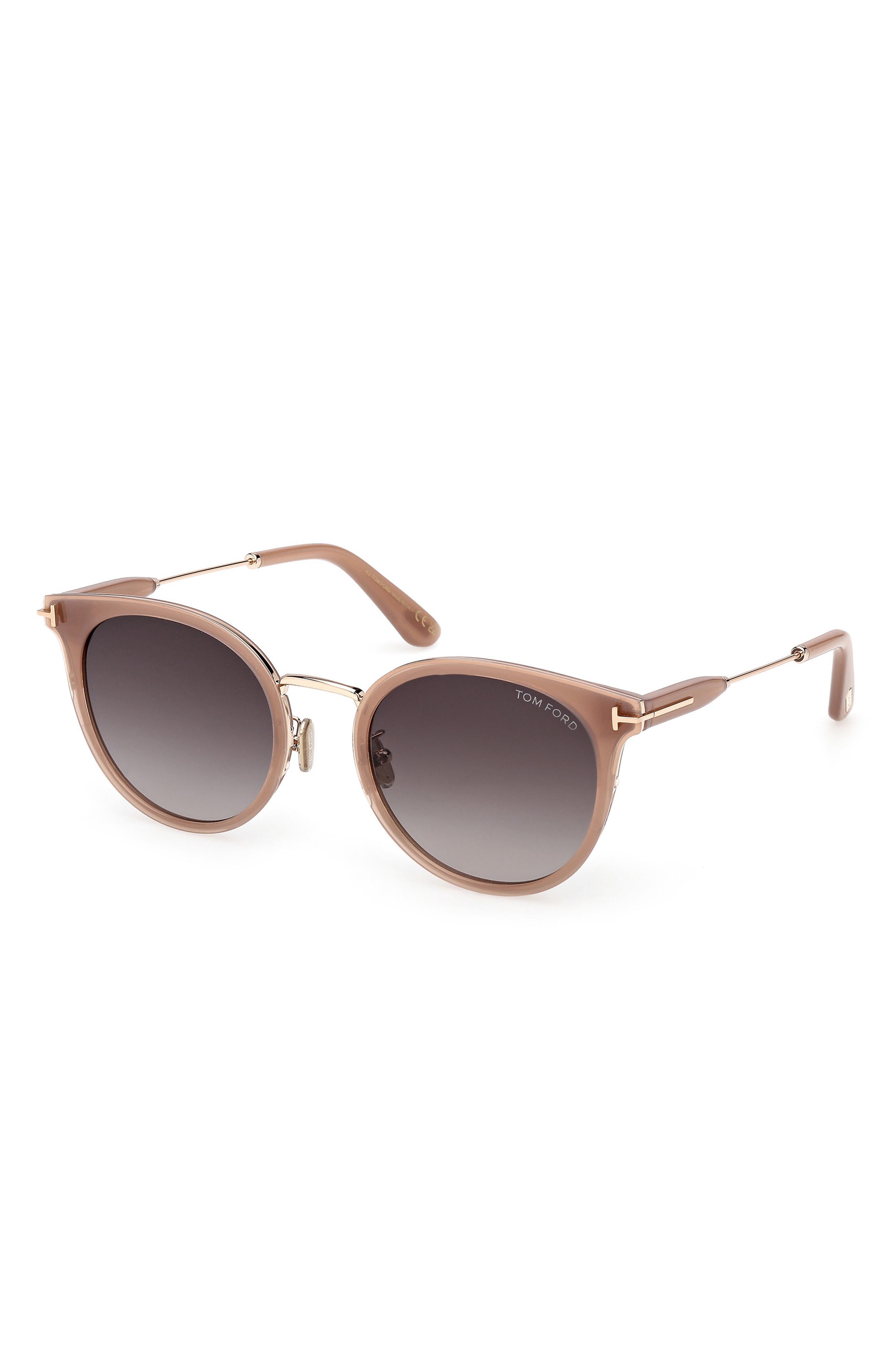 TOM FORD 54mm Round Sunglasses in Beige Rose Gold /Grad Smoke at Nordstrom - 2