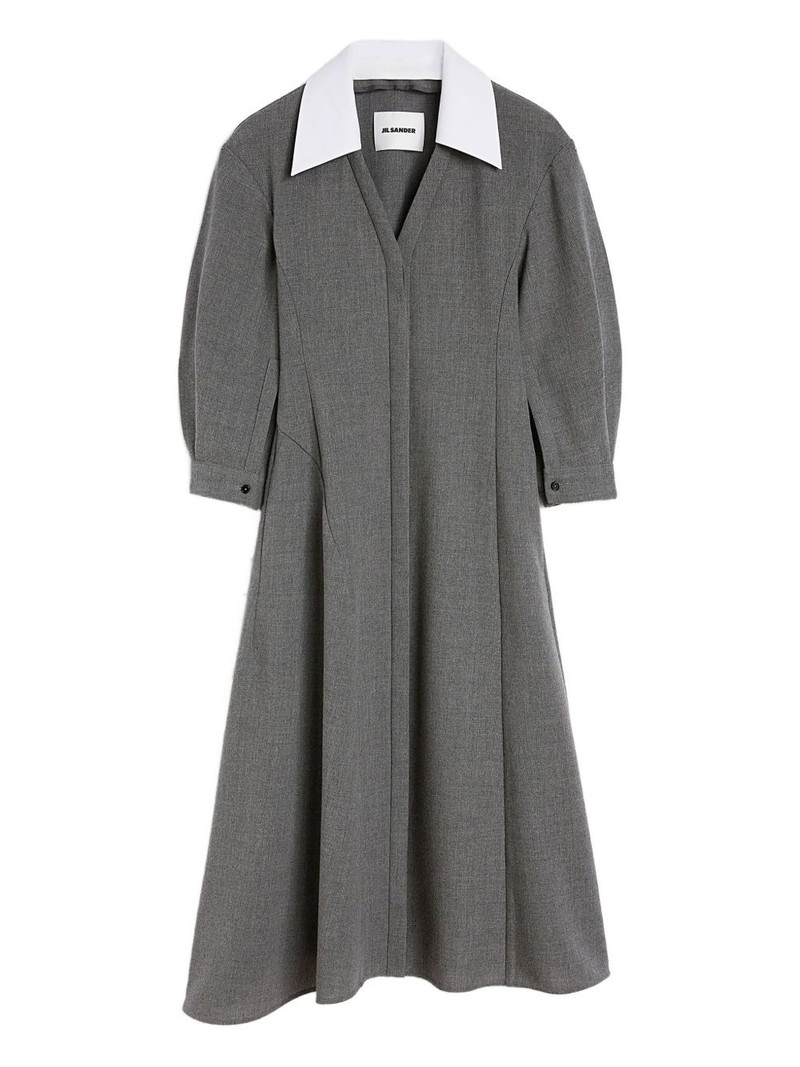 contrasting-collar midi dress 1