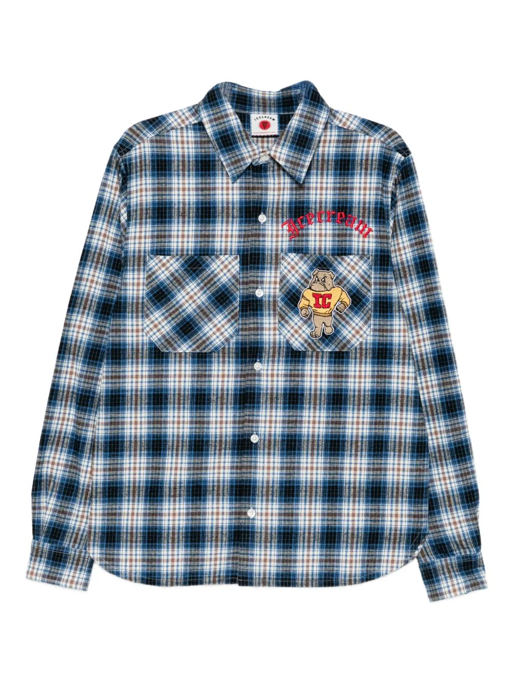 mascot-embroidered checked shirt - 1