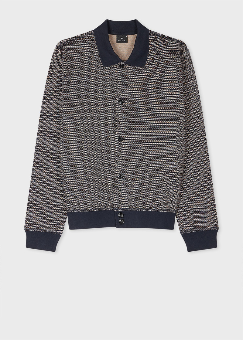Navy Cotton-Blend Jersey Cardigan 1