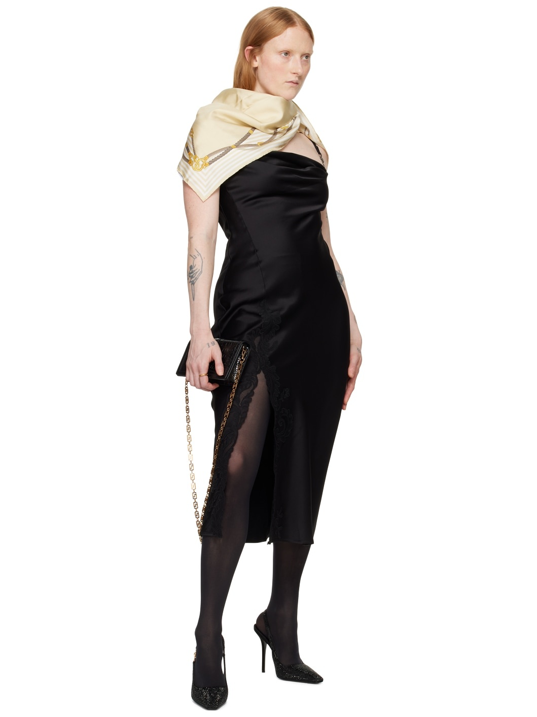 Black Medusa Hardware Midi Dress - 4