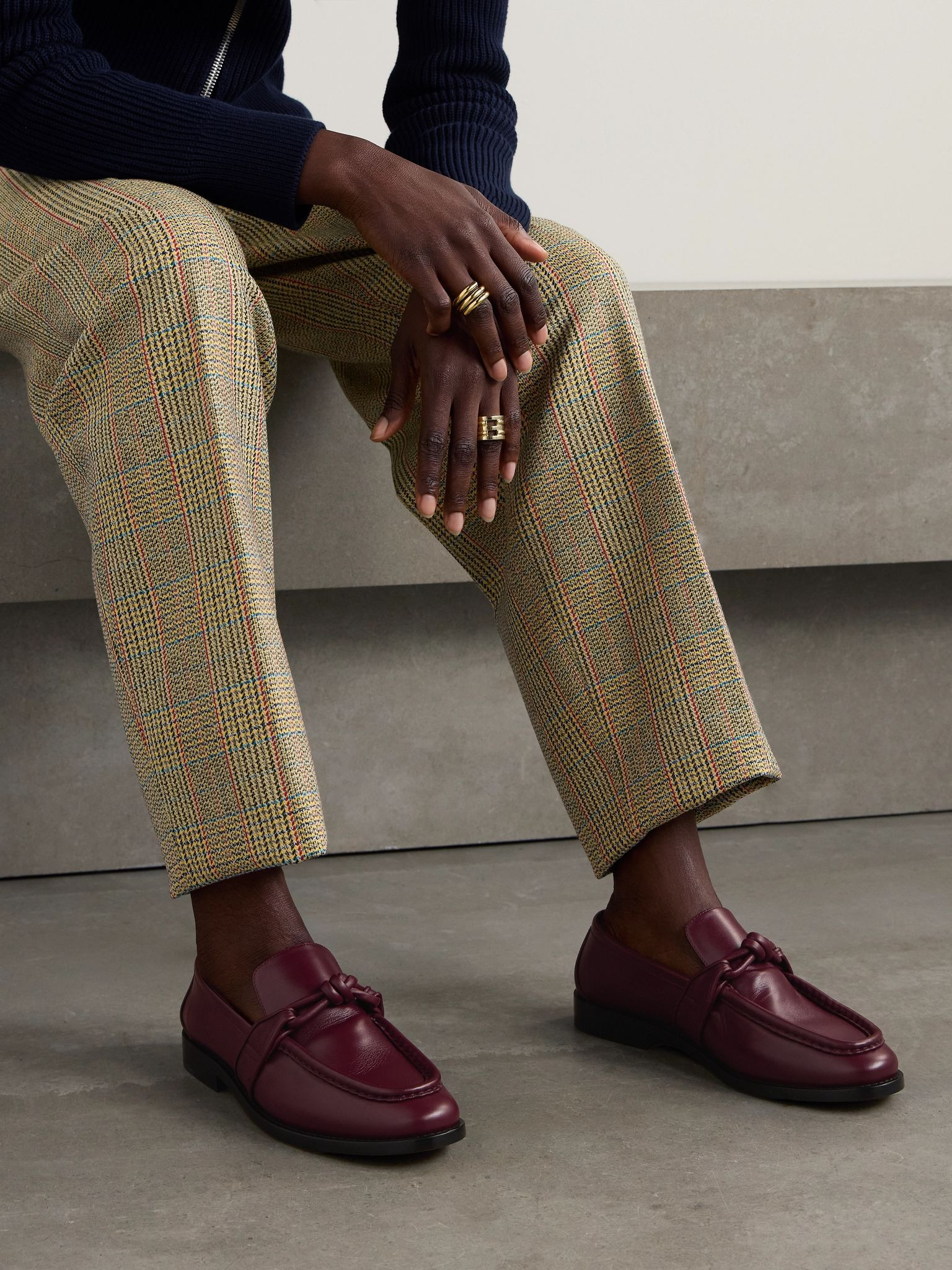Astaire embellished leather loafers Merlot - 2