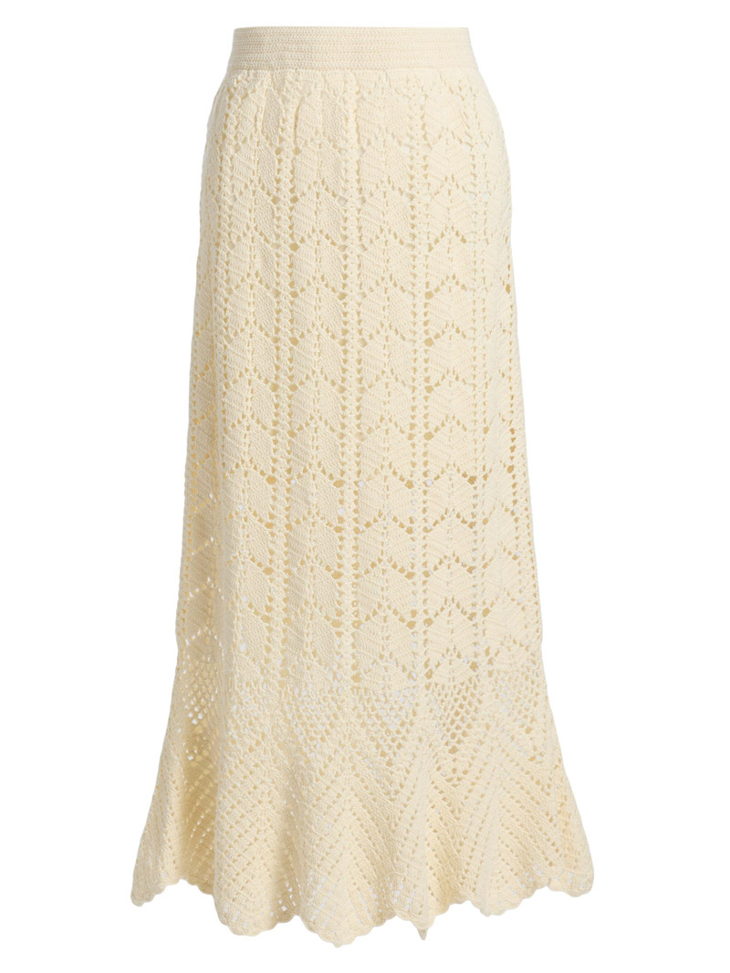 Women's Awaken Lace Crochet Cotton Midi-Skirt - Cream 1