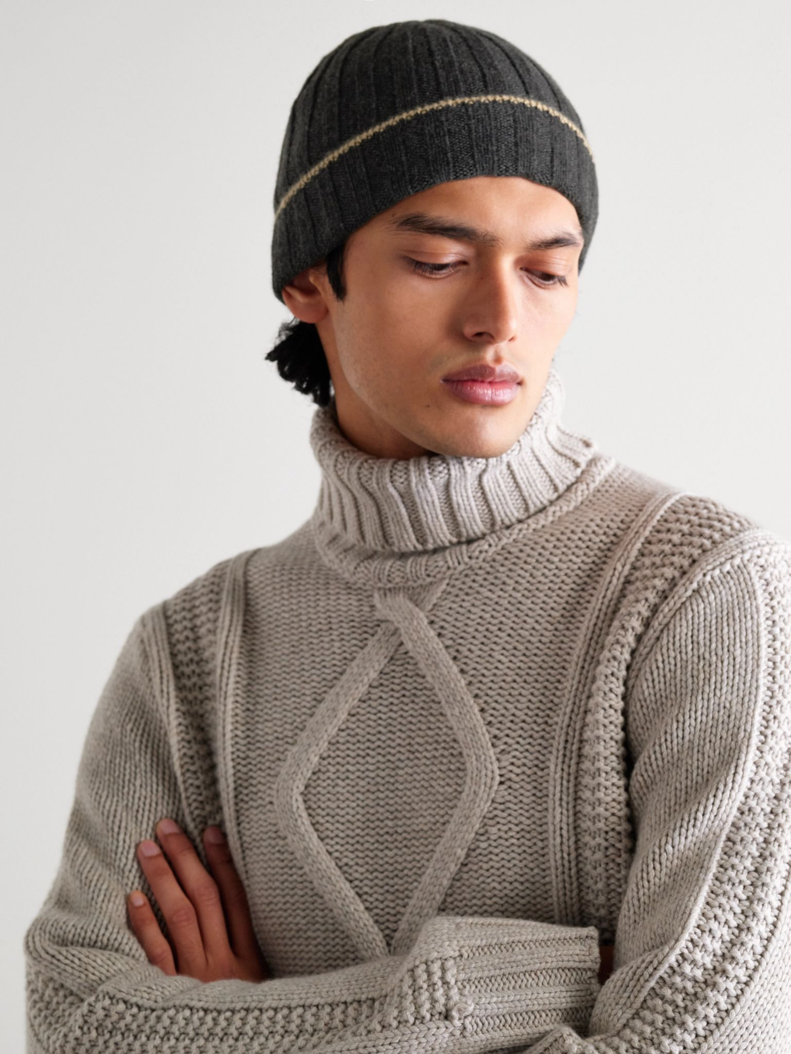 Ribbed Cashmere Beanie Dark gray - 2