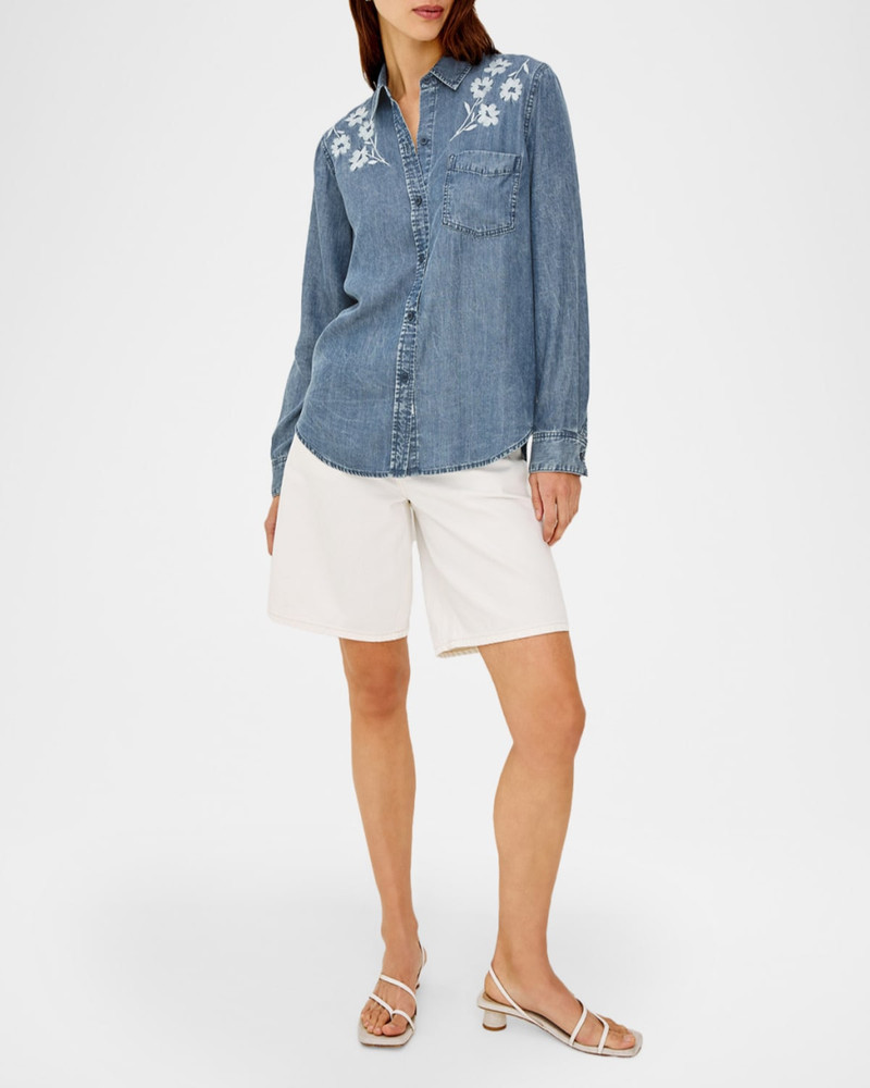 Rails Ingrid Flower-Embroidered Denim Shirt outlook