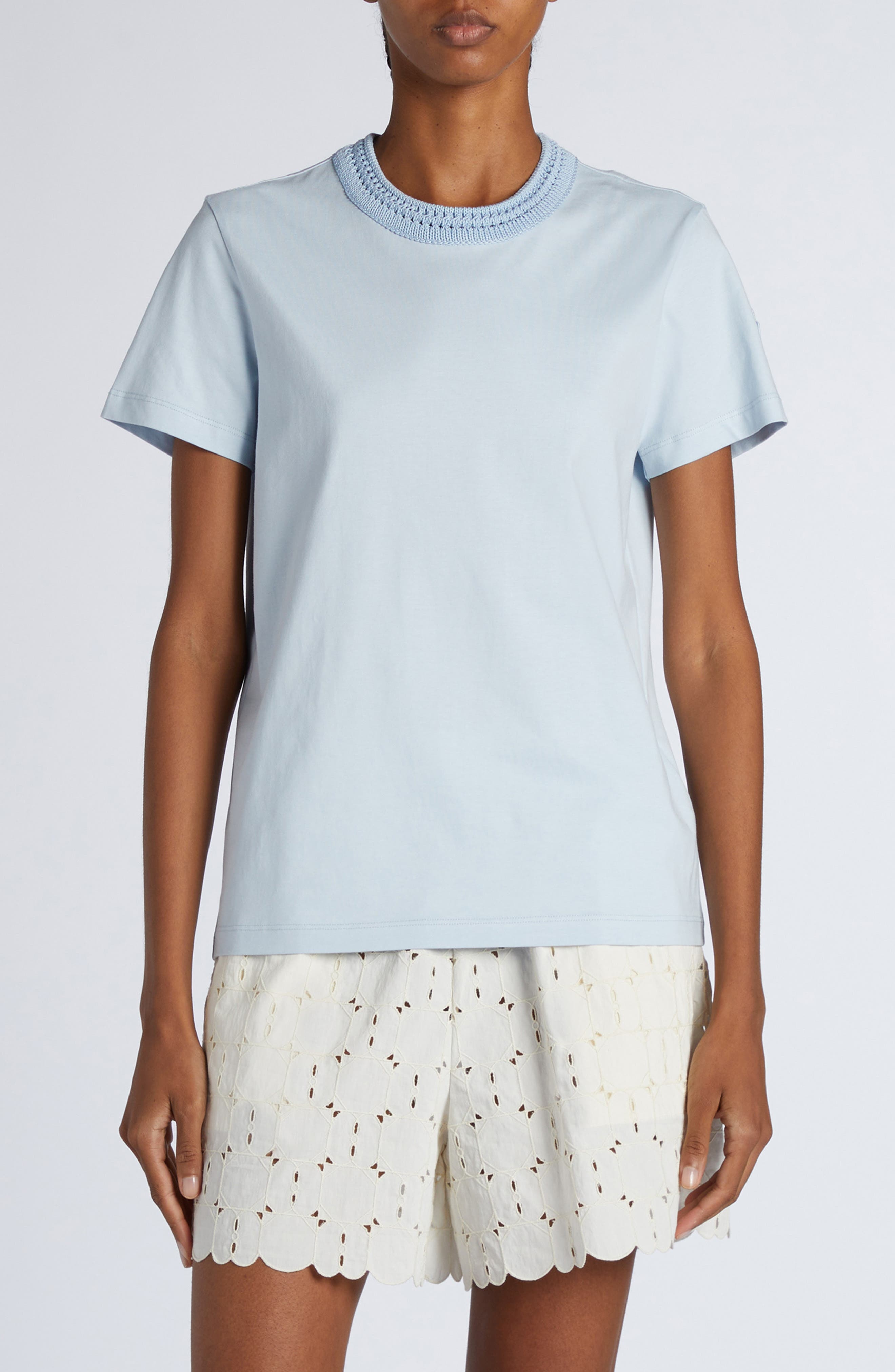 Moncler Crewneck T-Shirt in Light Blue at Nordstrom - 1