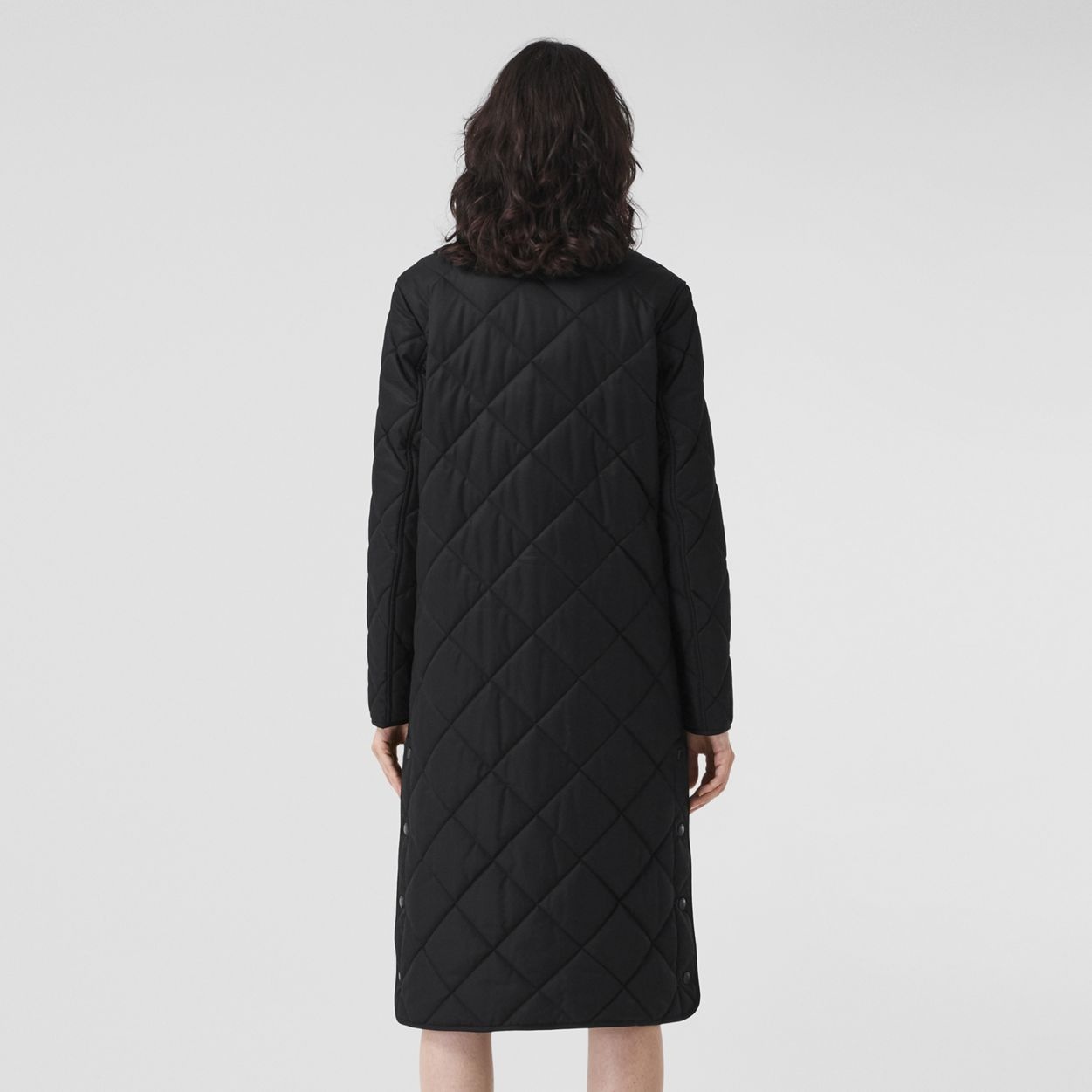 Detachable Collar Quilted Cotton Gabardine Coat - 3