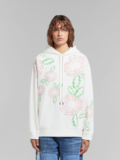 Marni WHITE COTTON HOODIE WITH MARNI POPPIES outlook